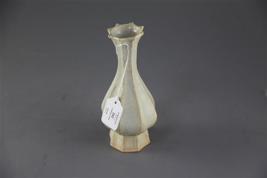 A Chinese Qingbai octagonal baluster vase, Song dynasty, 12th - 13th century, height 21.5cm